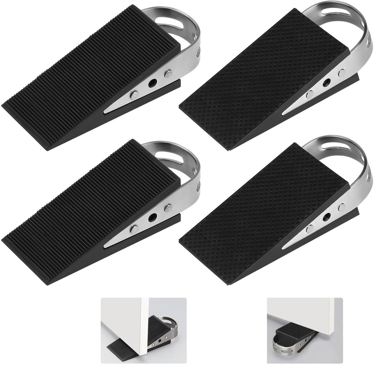Dailygoods- Deurstoppers 4 Stuks - Rubber/roestvrij staal - Antislip - Trillingsremmend - Robuust - Geschikt voor badkamer/balkon/kinderkamer/terras - Deurbuffer