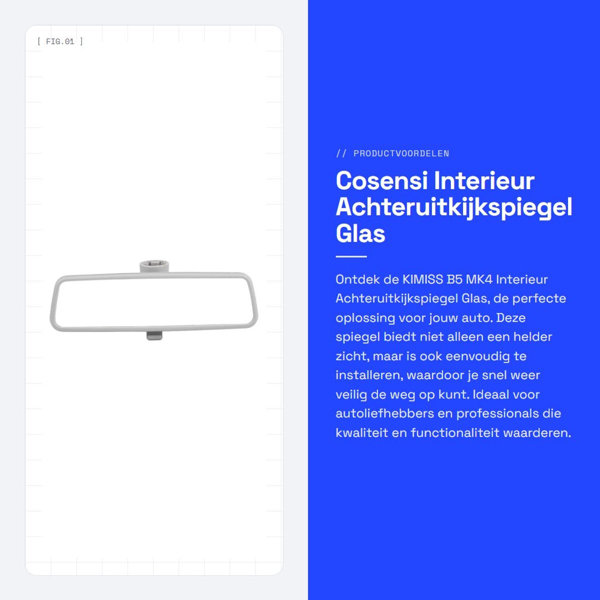 Dailygoods- Achteruitkijkspiegel Verstelbaar - Interieur - Robuuste Behuizing - Lichtgewicht - Eenvoudige Installatie - Ultra Duurzaam - Interieurspiegel