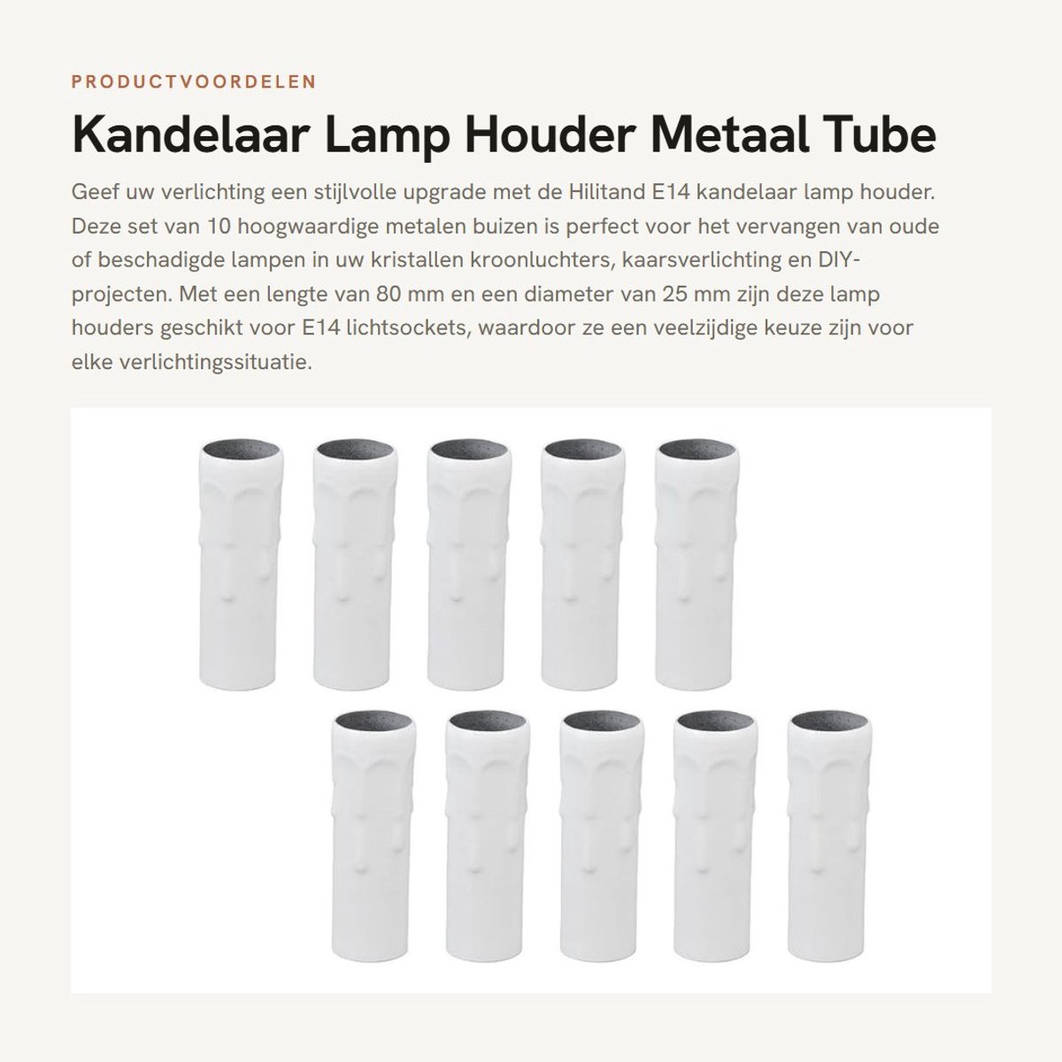 Dailygoods - Kandelaar Lamp Houder - Metaal Tube Lamp Basis - 25x80mm - 10 Stuks - Decoratie - Elegante verlichting - Geschikt voor interieur - Zwart