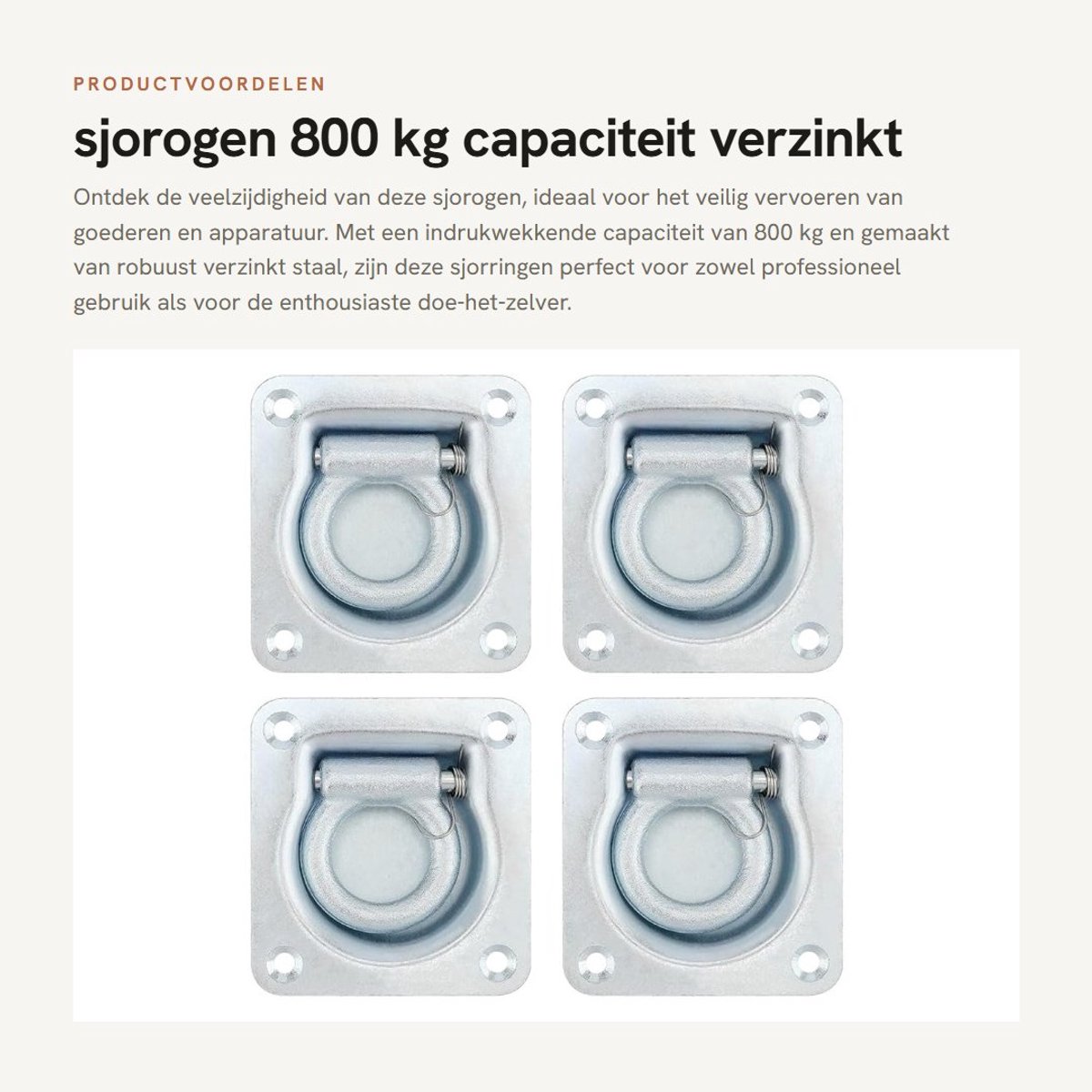 Dailygoods- Sjorogen 800 kg - 4 Stuks - Brandverzinkt Staal - Robuust - Voor Aanhangers/Vrachtwagens - Ideaal voor Transport - Bevestigingsogen
