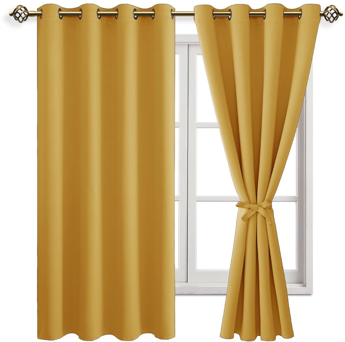 Dailygoods- Verduisterende Gordijnen 175 x 140 cm - 2 Stuks - Polyester - Inspringringen - Decoratieve Embrasses - Verstelbare Stropdassen - Raamdecoratie