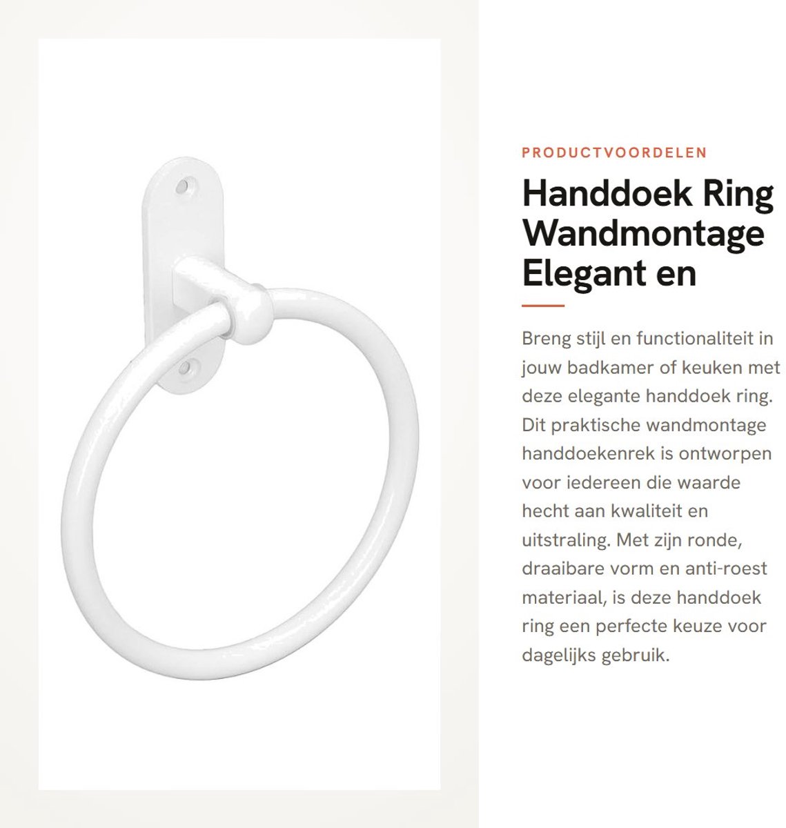 Dailygoods- Handdoekring Antiroest - Wandmontage - Badkamerhanddoekhouder - Aluminiumlegering - 9,5 x 16,3 cm - Effectieve Opslag - Handdoekhouder
