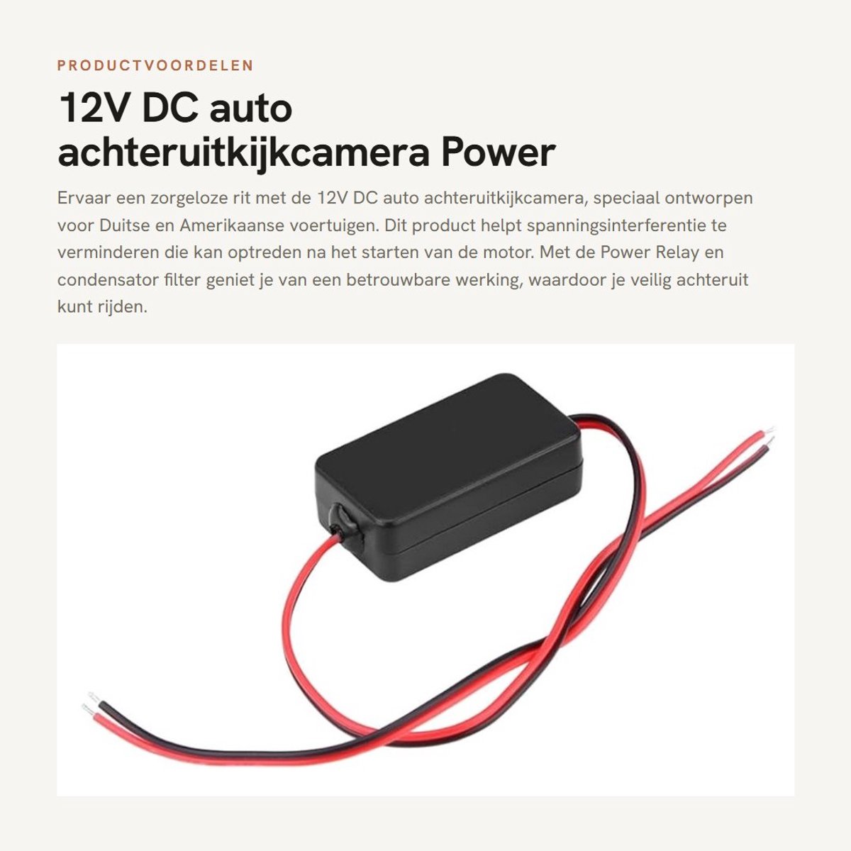 Dailygoods - 12V DC auto achteruitkijkcamera - Power Relay - betrouwbaarheid - populair - condensator filter - optimale werking - geschikt voor Duitse...