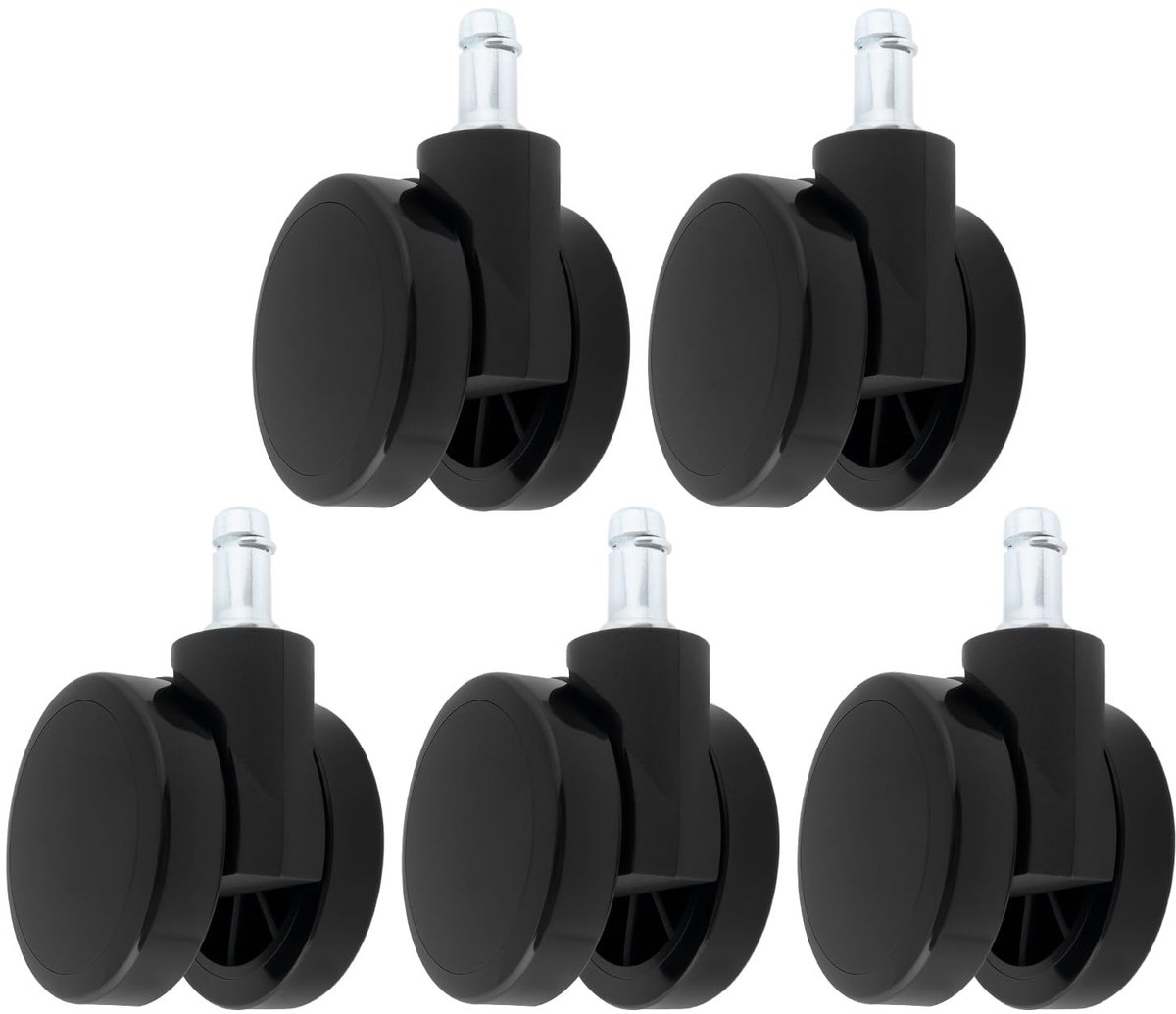 Wielen set van 5 - Zwenkwielen - Soft Edge - Geschikt voor Herman Miller - Universele bevestiging - Diameter 60mm - Stoelwielen
