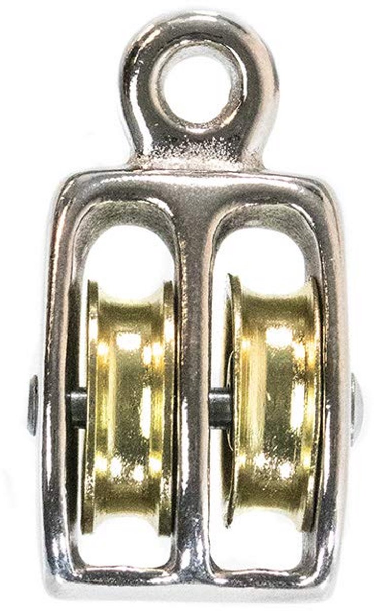Dubbele Katrol - Stalen Rol - Touw Behandeling - Vaste Oog - 25mm Wiel - Zilverkleurig
