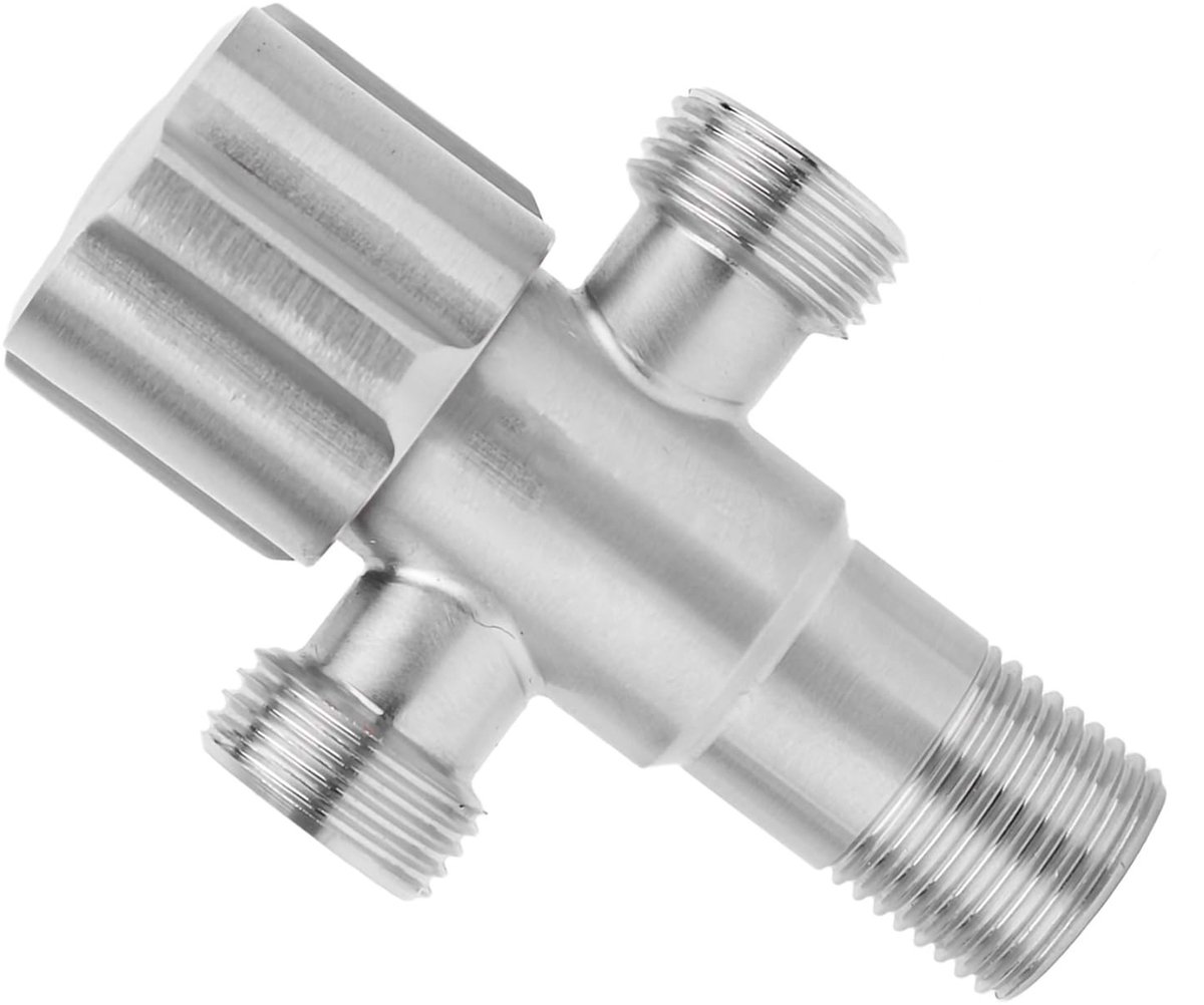 Dailygoods- Afsluiter G1/2 - Roestvrij Staal - 1 Inlaat/2 Uitlaten - Waterafsluitkraan - Hoekstopkraan - Duurzaam en Corrosiebestendig - Waterstopkraan