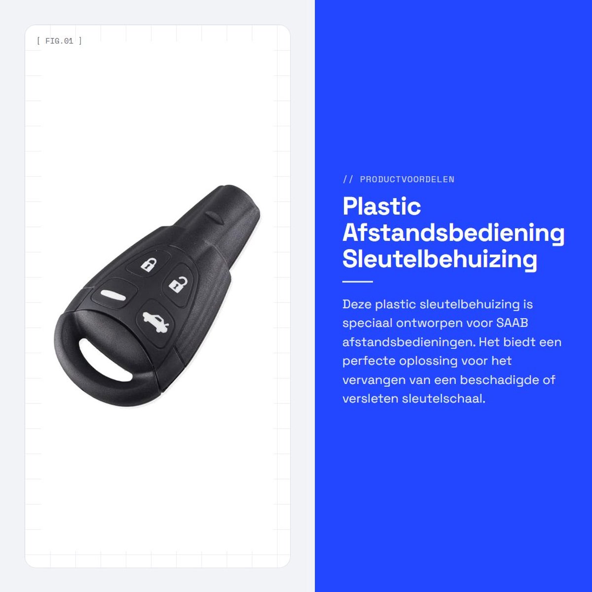 Dailygoods - Plastic Afstandsbediening Sleutelbehuizing voor SAAB
