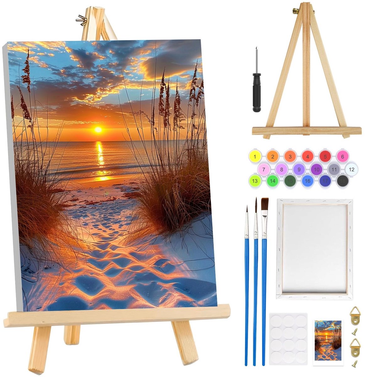 Dailygoods- Landschapsschilderij met Lijst - Schilderen op Nummer Volwassenen - DIY Kunstset - Creatieve Vrije Tijd - Wanddecoratie - 20 x 30 cm