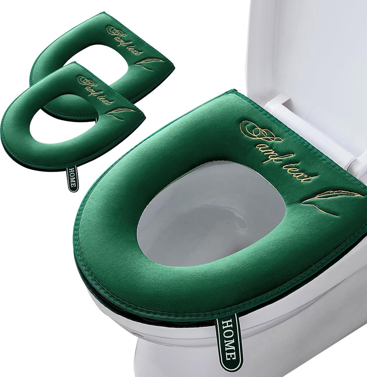 Wc-brilhoes Set - Toiletkussen - Warmte en Hygiëne - Universele Ritssluiting - 2 Stuks - Groen