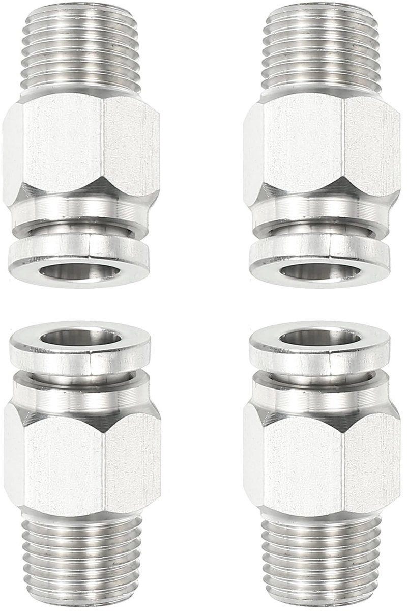 Dailygoods- Fitting Push-to-Connect 1/4" Buis OD - 1/4" NPT Buitendraad - 304 Roestvrij Staal - Gereedschapsvrij - Pneumatische Verbindingen - Pneumatische Connector