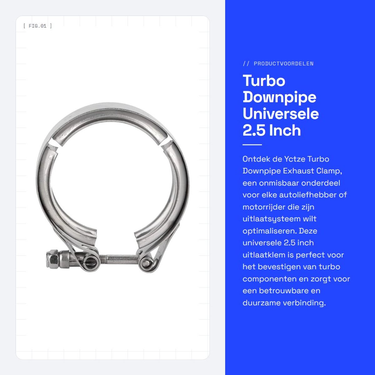 Dailygoods- Uitlaatklem Universeel - V-Band Turbo Downpipe - 2,5 Inch (63mm) - Slijtvast - Eenvoudige Montage - 100% Gloednieuw - Uitlaatbeugel