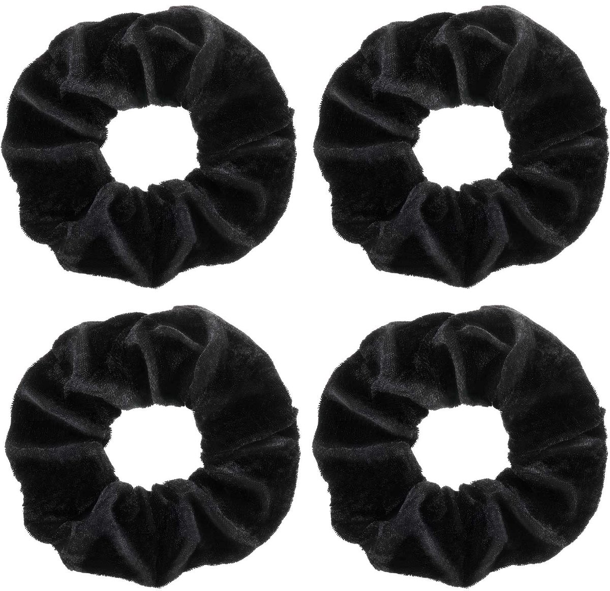 Dailygoods- Scrunchies 4 Stuks - Zwart Fluwelen Haaraccessoires - Elastische Haarbanden - Comfortabel voor Vrouwen/Meisjes - Goede Elasticiteit - Haarelastiekjes