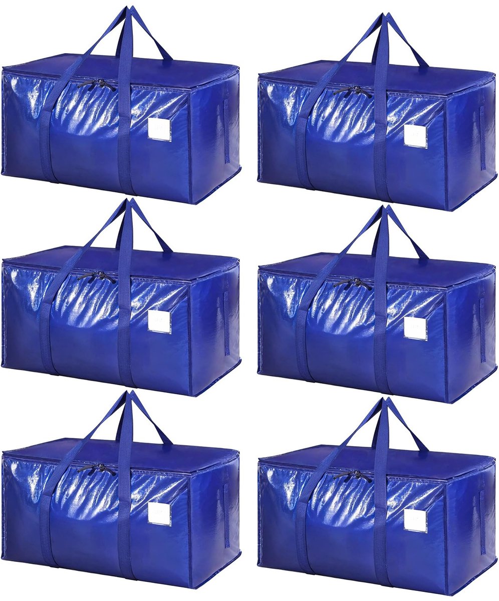 Dailygoods- Opbergdozen met Deksel - Opvouwbare Verhuisdozen - Kledingopslag - 6 Stuks - 90 Liter - Duurzaam PP-Weefsel - Opbergtassen