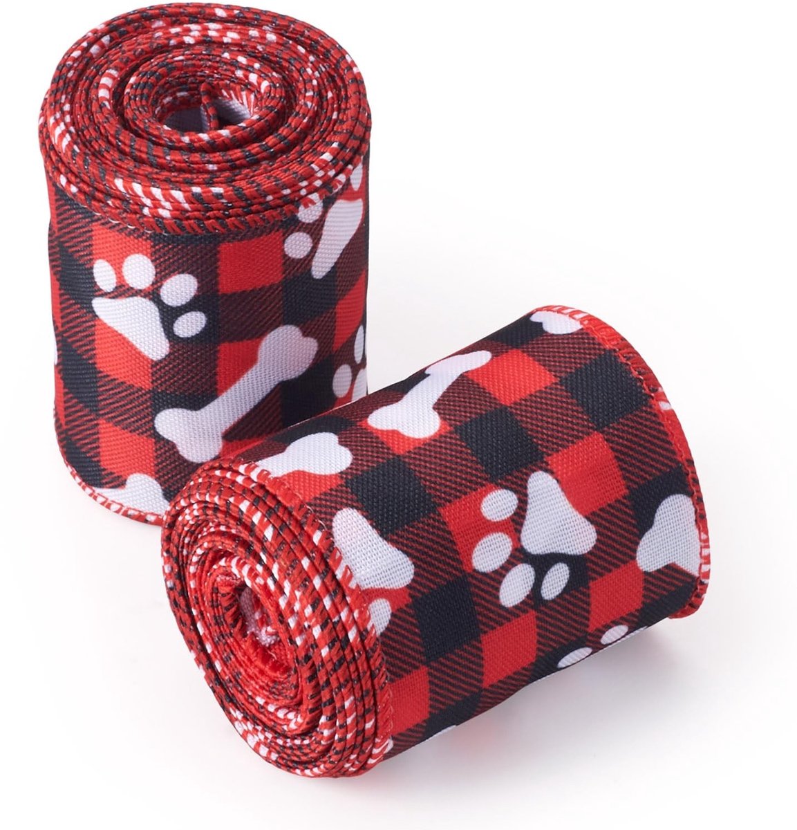 Dailygoods- Lint Hondenpoot Print - 2 Rollen - Polyester - 62 mm Breed - Decoratief - Voor Geschenken en Knutselen - Decoratielint