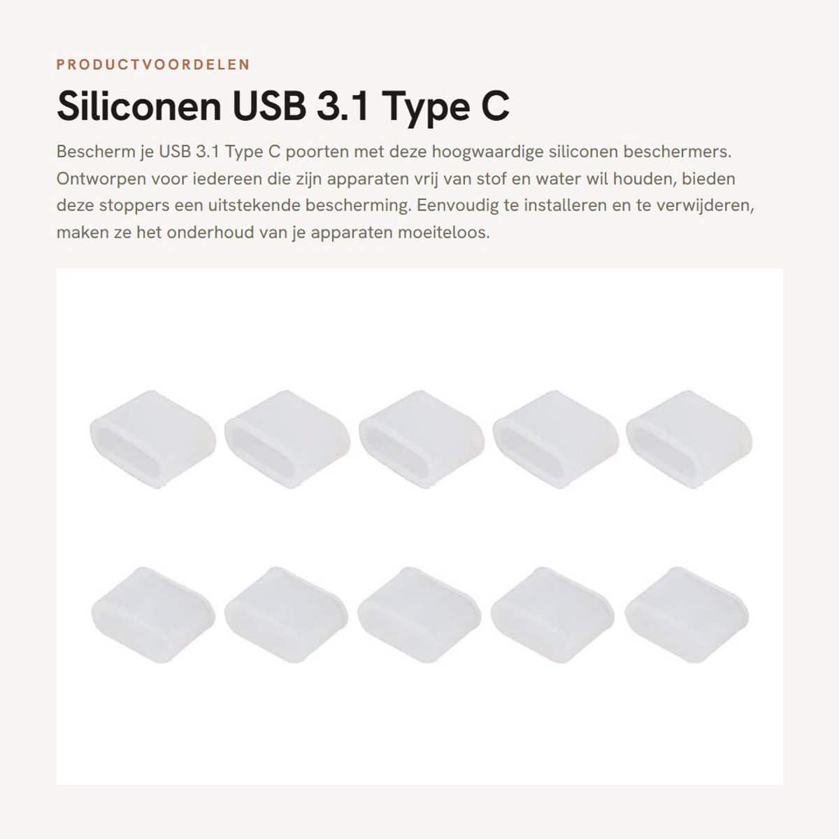 Dailygoods - Siliconen USB 3.1 Type C Poortbeschermers - Antistof - Waterdicht - Set van 10 Stuks - Duidelijk - Bescherming en Veiligheid