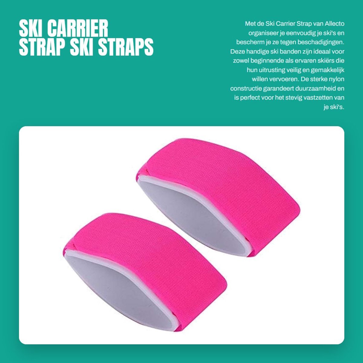 Dailygoods- Skibanden Nylon - Bevestigingsband - Ski Carrier Strap - Organisator - Bescherming - Lichtgewicht 27g - Skiband