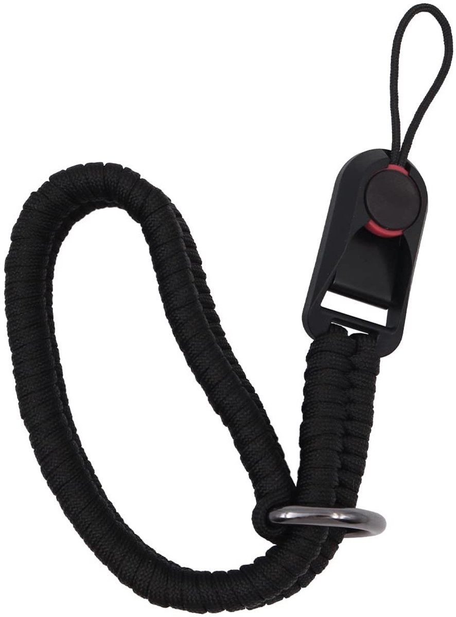 Dailygoods- Camera Strap Quick Release - Polsband - Geschikt voor DSLR/Spiegelloze Camera's - Nylon/Roestvrij Staal - Totale Lengte 40 cm - Zwart