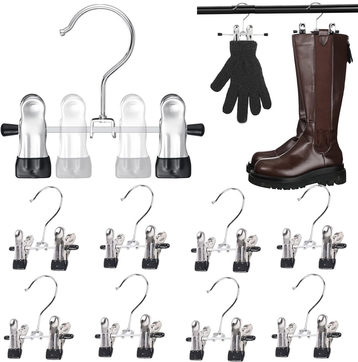 Dailygoods- Kledinghanger - Multifunctioneel - Antislip Broekhanger - Verstelbare Clips - Laarshanger - Stevig en Duurzaam - 9 Stuks - Hangers