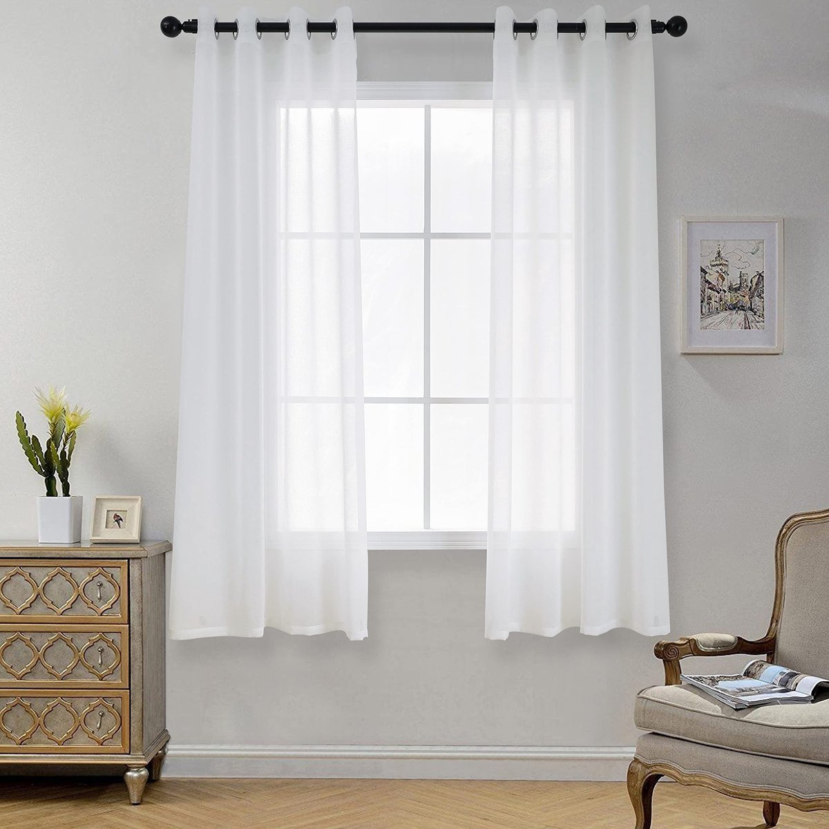 Dailygoods- Gordijnen Semi-transparant - Set van 2 - 140 x 175 cm - Oogjesgordijn - Geschikt voor Gordijnroede - Blokkeert Licht - Kwaliteitscontrole - Raamdecoratie
