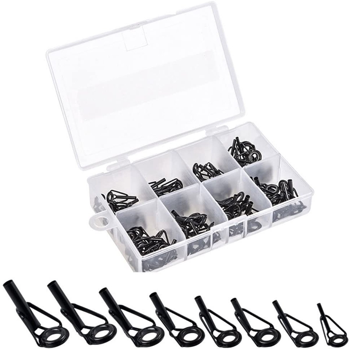 Dailygoods- Hengel Reparatieset 40 Stuks - Roestvrij Staal - Keramische Ring - 8 Maten - Stevig en Duurzaam - Lichtgewicht Ontwerp - Hengelgidsen