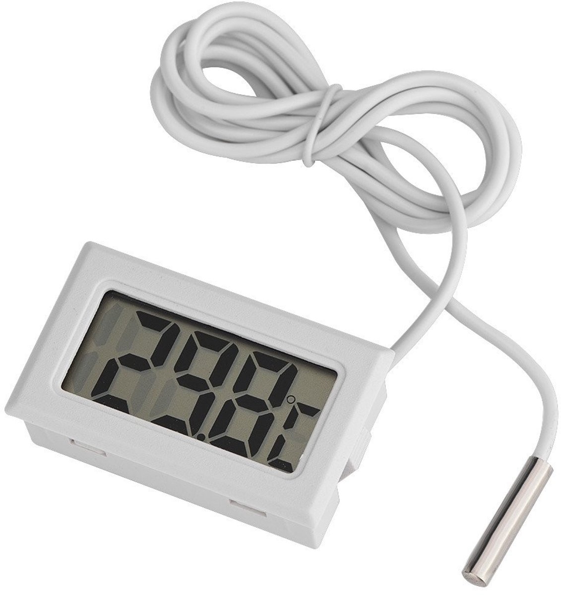 Dailygoods - Digitale LCD-thermometer - Temperatuurmeter voor Koelkast - 1,5 M Sensor - Geschikt voor Aquarium - Ideaal voor Binnenshuis en Buitenshuis