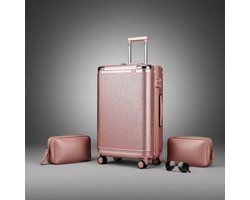 Ayona Handbagage trolley 55 × 40 × 20 cm, harde ABS cabinekoffer met TSA-slot, soepele spinnerwielen en verstelbare handgreep, roségoud
