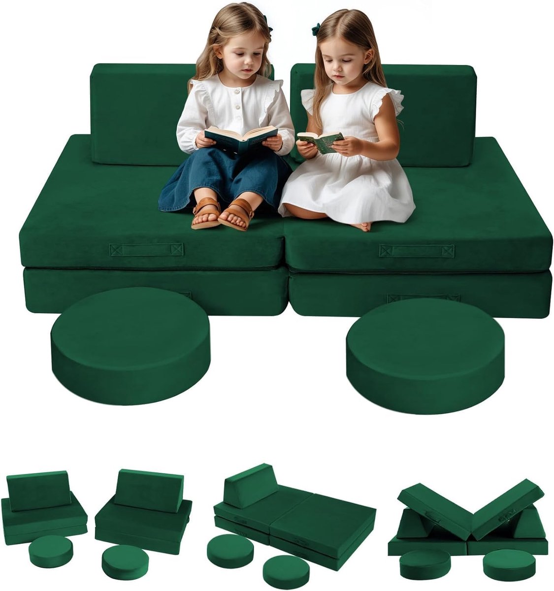 Modulaire Kinderbank - Speelbank Kinderkamer - Kinderen Laten Spelen - 8 Delige Set - 72 x 127 x 45 cm