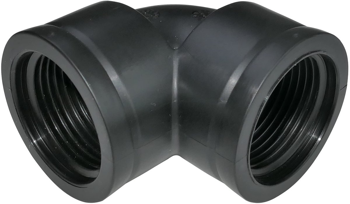 Dailygoods- Drukhoek 90° - Hoekstuk voor waterbehandeling - Schroefverbinding 1 inch (Ø33 mm) - Duurzaam kunststof - Maximale druk 10 bar - Breukvast materiaal
