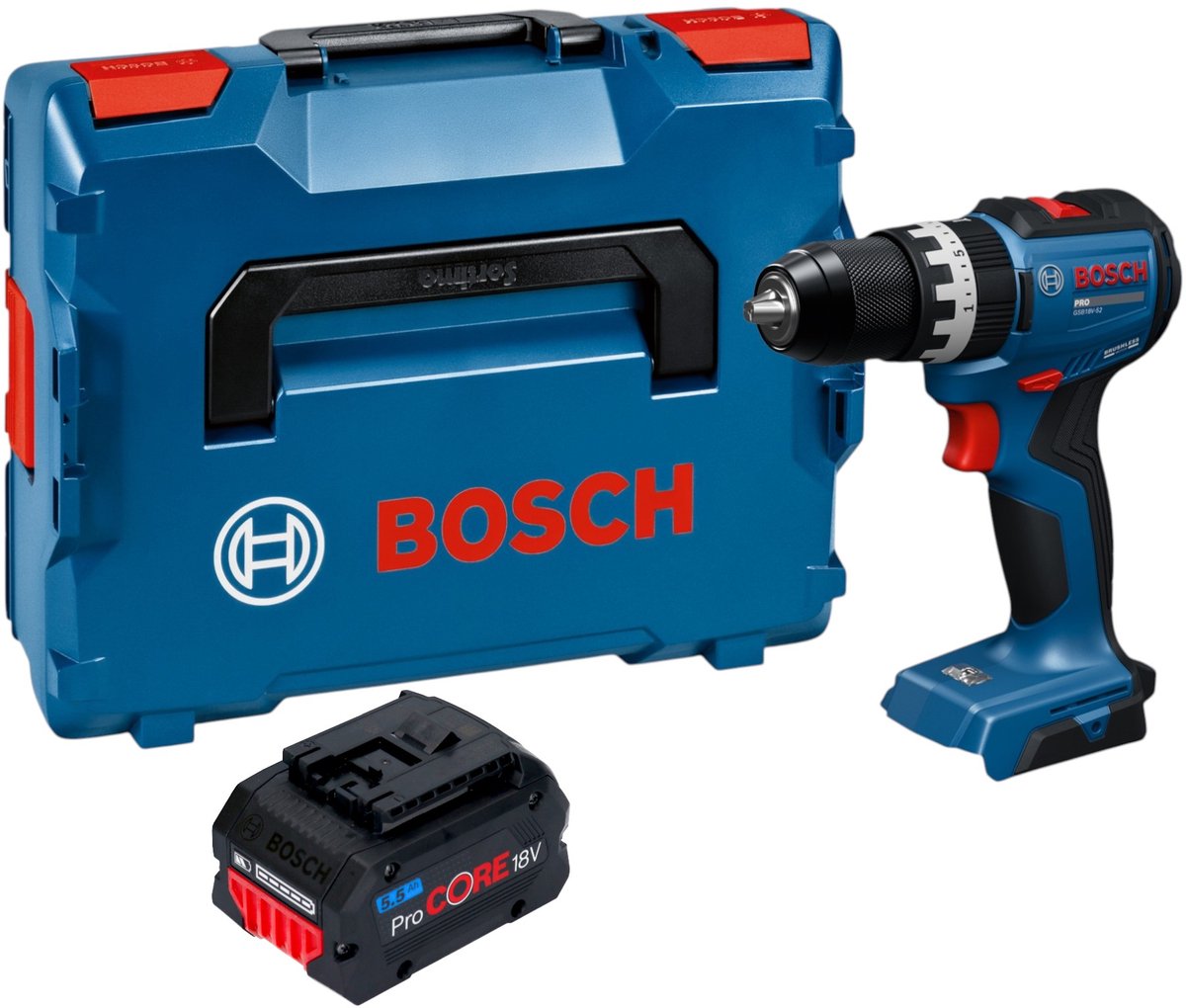 Bosch GSB 18V-52 Professional accu-slagboormachine 18 V 70 Nm borstelloos + 1x ProCORE-accu 5,5 Ah + L-Boxx - zonder oplader