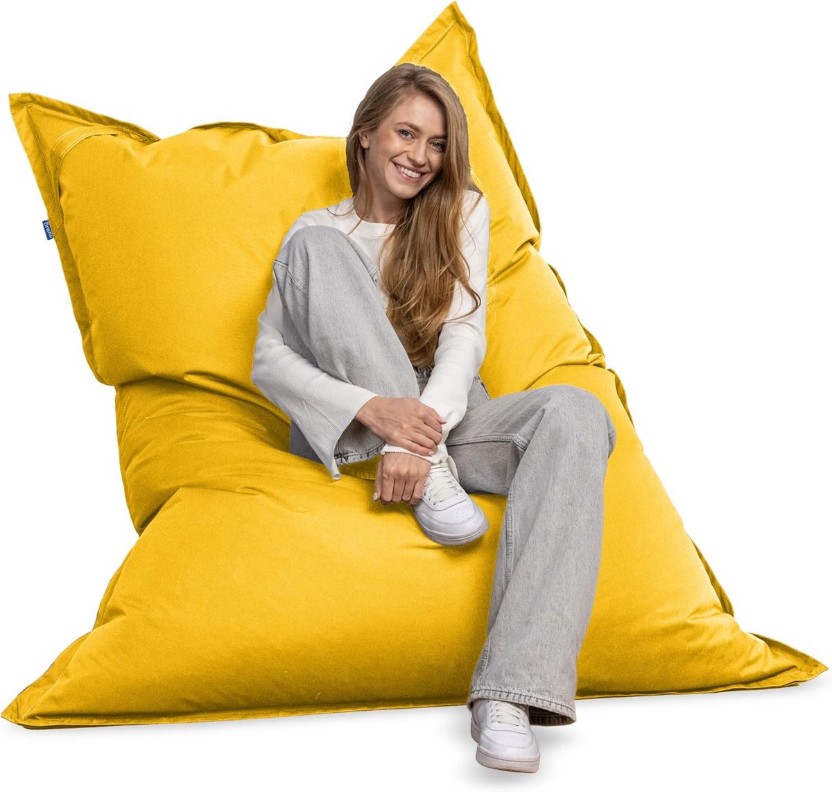 XXL Zitzak - Ligzak Beanbag - Ontspannen Binnen Buiten - Waterdichte Afneembare Hoes - 140 x 180 cm - Geel