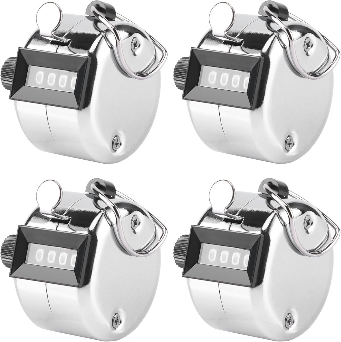Hand Counters - Clicker Teller - Activiteiten Tellen - Mechanische Structuur - 4 Cijfers - Zilver