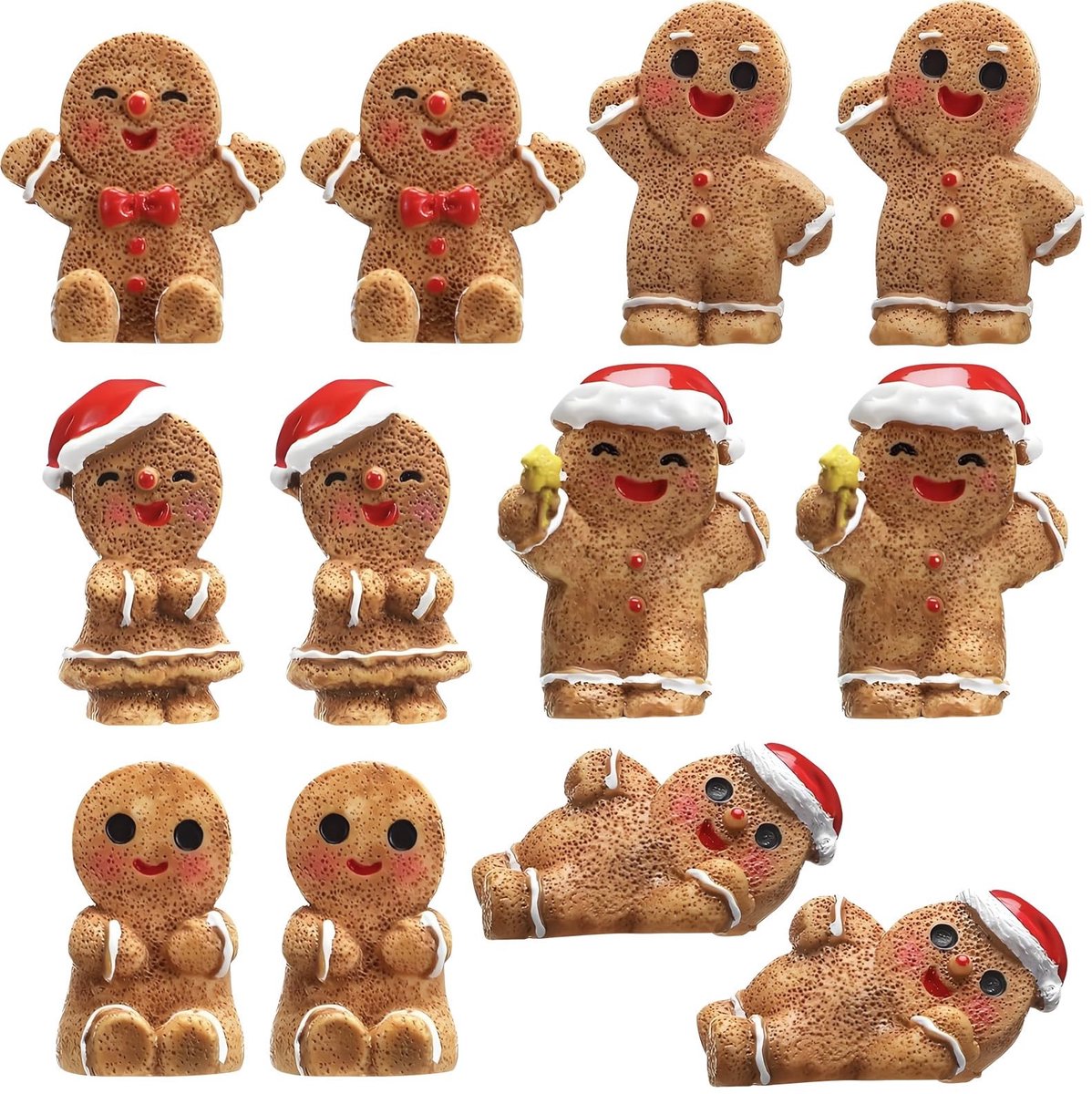 Dailygoods- Peperkoekman 12 Stuks - Mini Hars Decoraties - Kerst Ornamenten - DIY Kerstfeest - Cadeau Benodigdheden - Nostalgisch Ontwerp - Kerstdecoratie