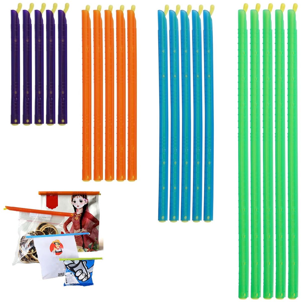 Dailygoods- Voedselafdichtingsclips 20 stuks - Herbruikbaar - Zaksluiter Clips - 4 Maten - PP Materiaal - Eenvoudig te gebruiken