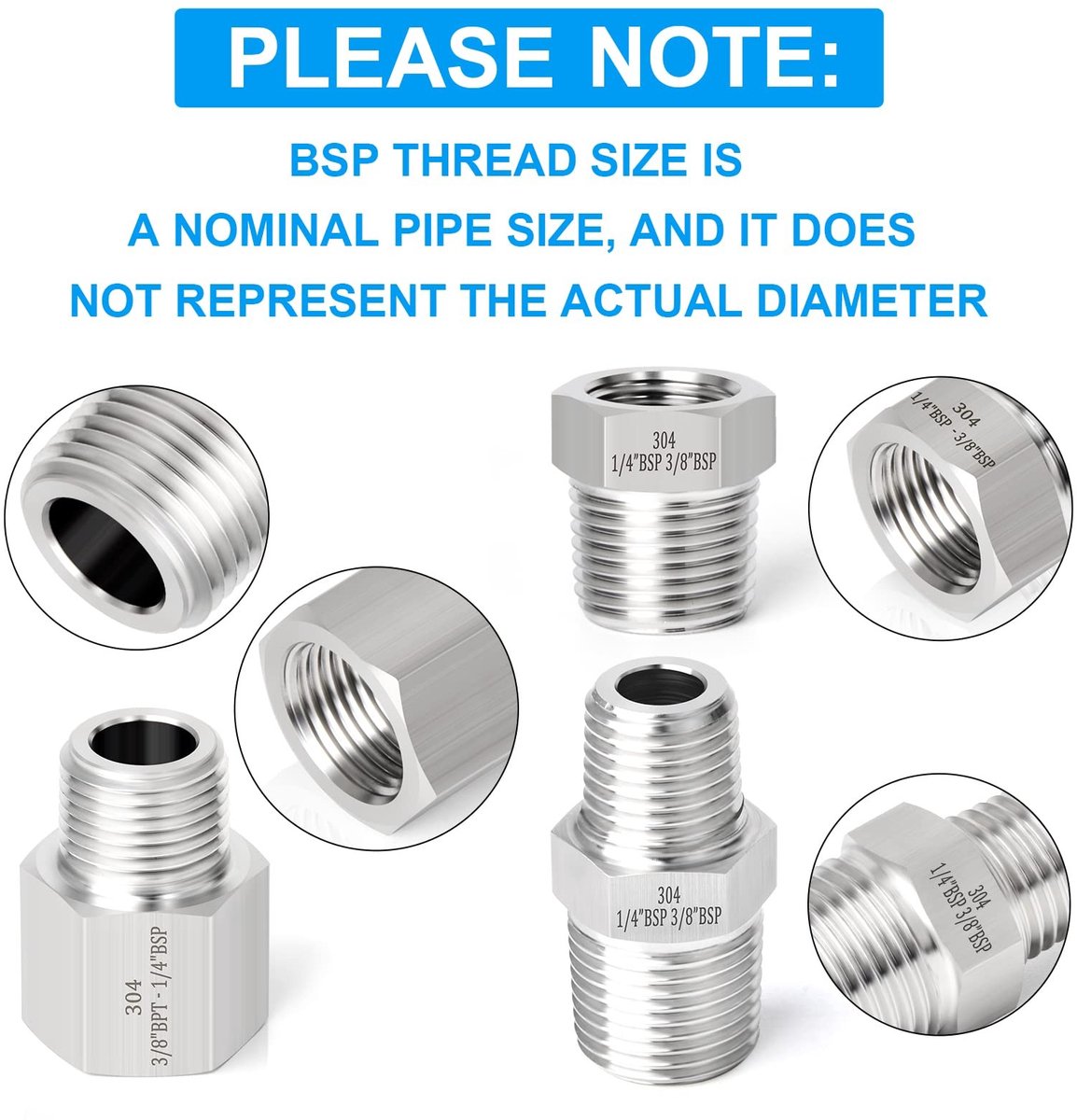 Dailygoods - 3/8" x 1/4" - Pijp Fitting - Hex Sokkel - Reducer Adapter - Hoogwaardige Verbinding - Ideaal voor Professioneel Gebruik - 6 S...