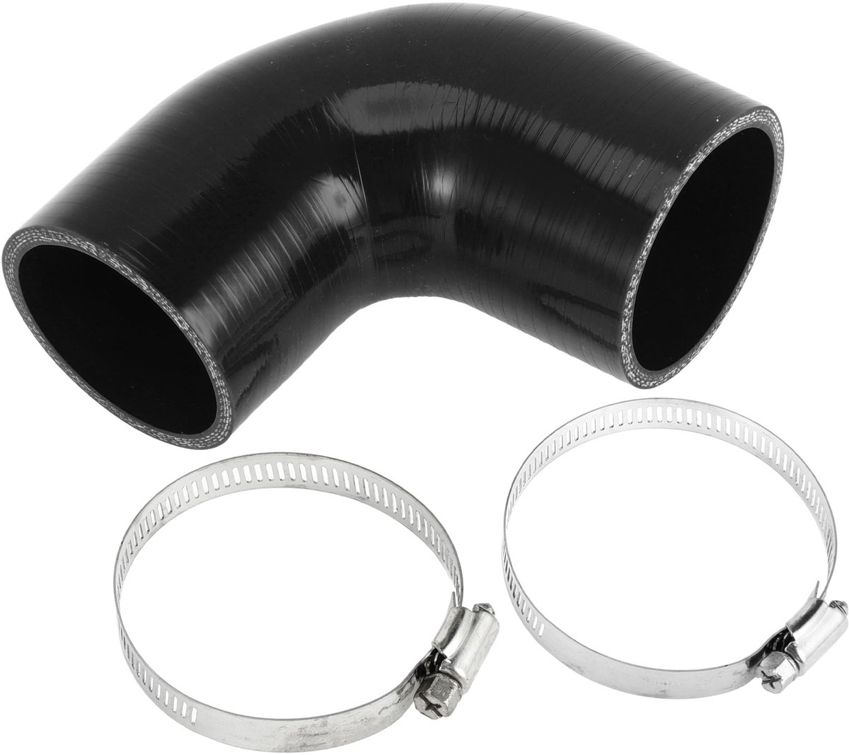 Dailygoods- Siliconen Slang 90 Graden - Zwarte Slang - Binnendiameter 60/65mm - Lengte 90mm - Bestand tegen Hoge Temperaturen - Meerlaags Geweven Doek - Koelslang