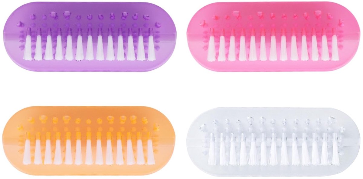 Dailygoods- Nagelborstel Draagbaar - 4 Stuks - Tweezijdig - Zachte/Stijve Haren - Compact 9,8x4x2,5 cm - Geschikt voor Mannen/Vrouwen/Kinderen - Nagelreinigingsborstel
