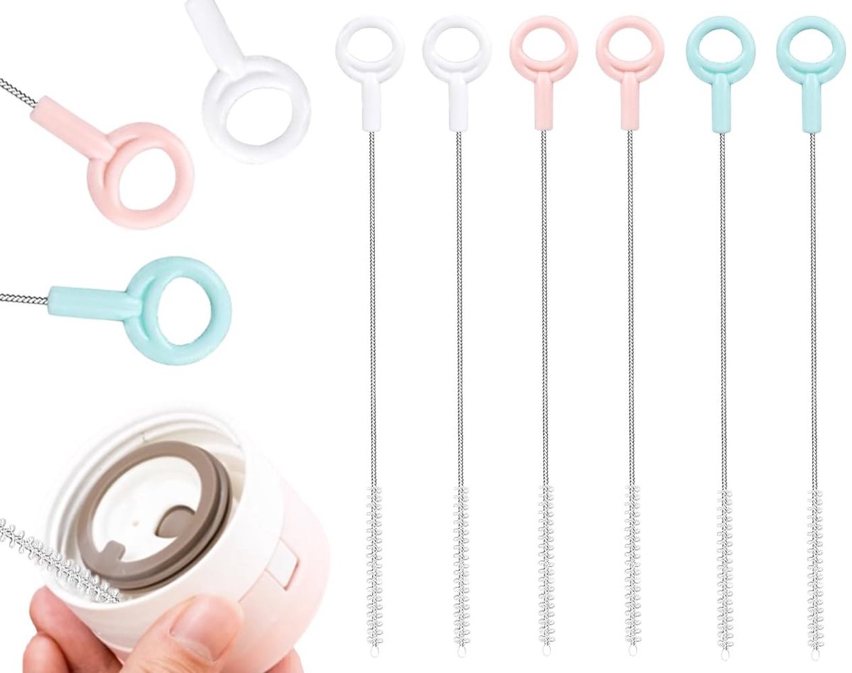 Dailygoods- Reinigingsborstel Set van 6 - Flessenborstel/Rietjesborstel - Melkslangborstel - Hygiënisch - Hoogwaardige Materialen - Duurzaam - Schoonmaakborstel