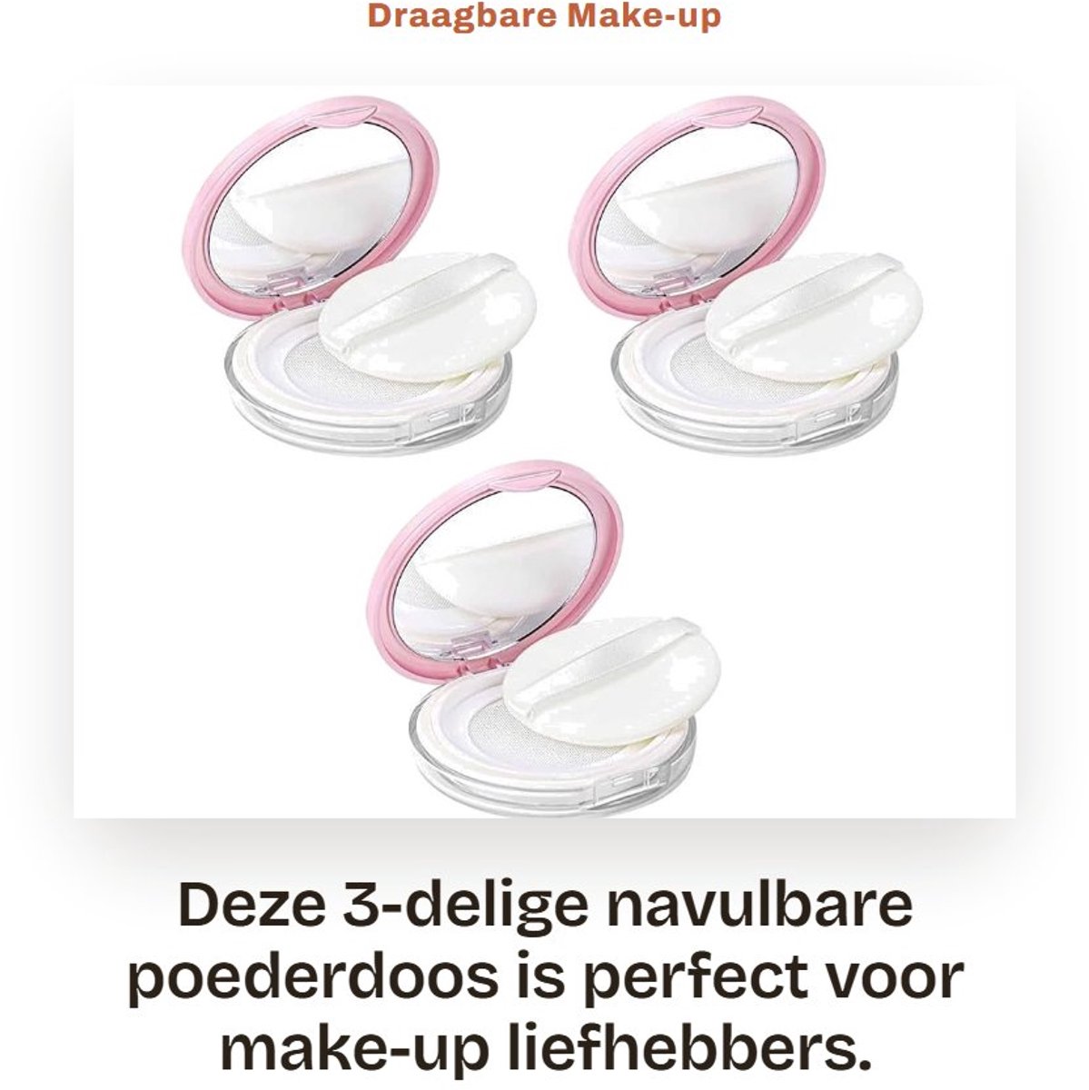 Dailygoods- Make-up Organizer Draaibaar - Lege Poederdoos met Spiegel - Poederdons - Compact Ontwerp - Lichtgewicht - Multifunctioneel Gebruik