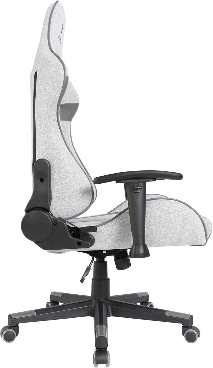 Gamestoel Stof - Race Stoel Computerstoel - Comfortabel Zitten - Ademende Stof - Tot 120 kg - Grijs — afbeelding 4