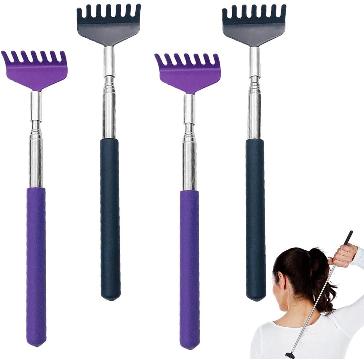 Dailygoods- Massageapparaat Uitschuifbaar tot 68 cm - Rugkrabber - Robuuste Constructie - Onbreekbaar Materiaal - Effectieve Verlichting - Krasbestendig Oppervlak