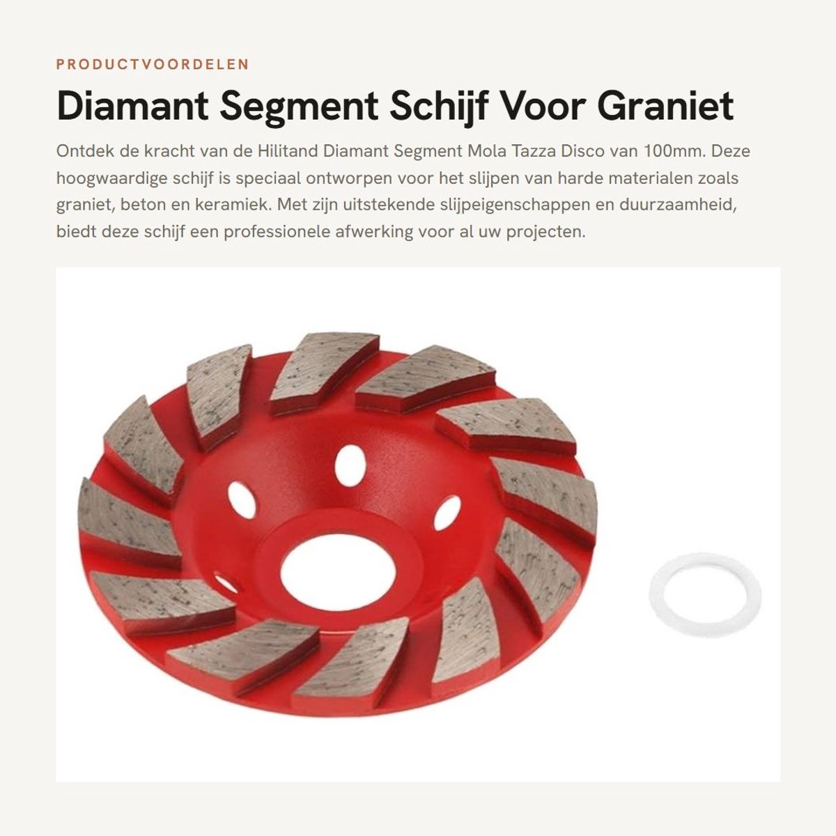Dailygoods- Diamantschijf 100 mm - Slijpschijf voor Graniet - Slijpschijf voor Beton - Slijpschijf voor Keramiek - Hoge Slijtvastheid - Energiezuinig en Veilig