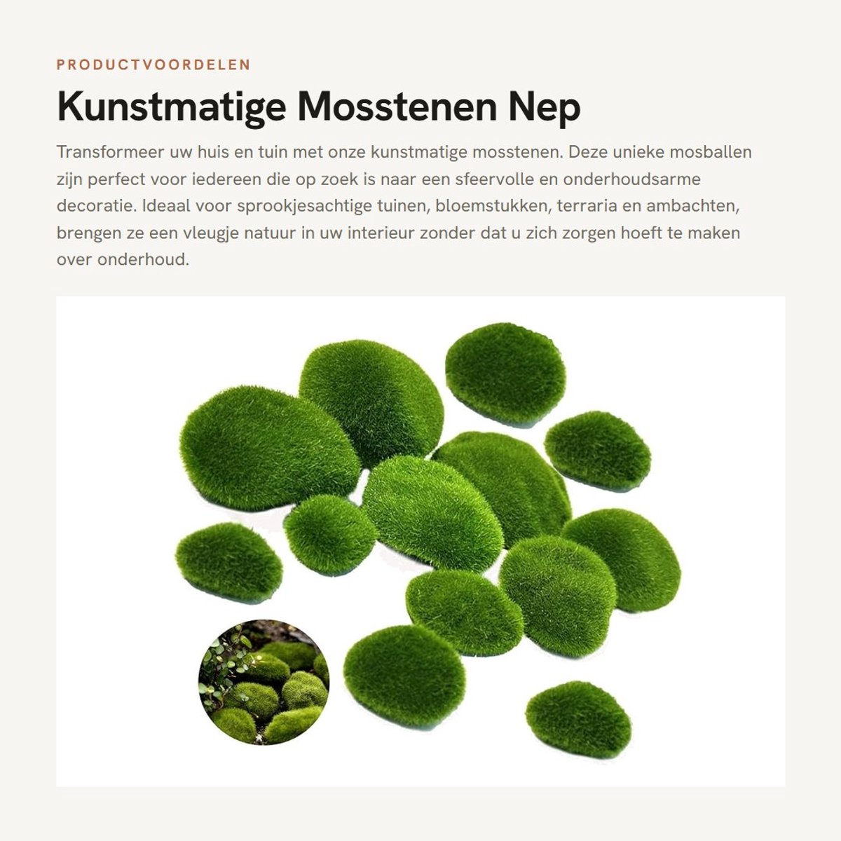 Dailygoods- Mosballen Lichtgewicht - Kunstmatige Mosstenen - Decoratie voor Tuinen - Sprookjesachtige Bloemstukken - 15 Stuks - Unieke Tactiele Eigenschappen - Nepmos