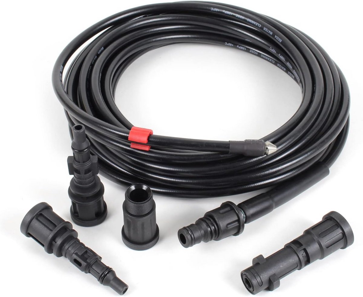 Reinigingsslang - Afvoer Ontstopper - Verstopte Afvoer - Inclusief 4 Adapters - 15 Meter - Zwart