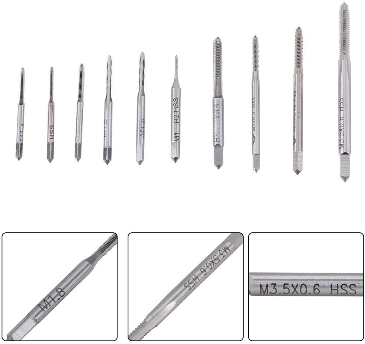 Dailygoods- Draad Tap Set 10-delig - Hoge Snelheid Staal - M1 tot M3.5 - Schroefdraad Boren - Duurzaam - Lange Levensduur - Tapset