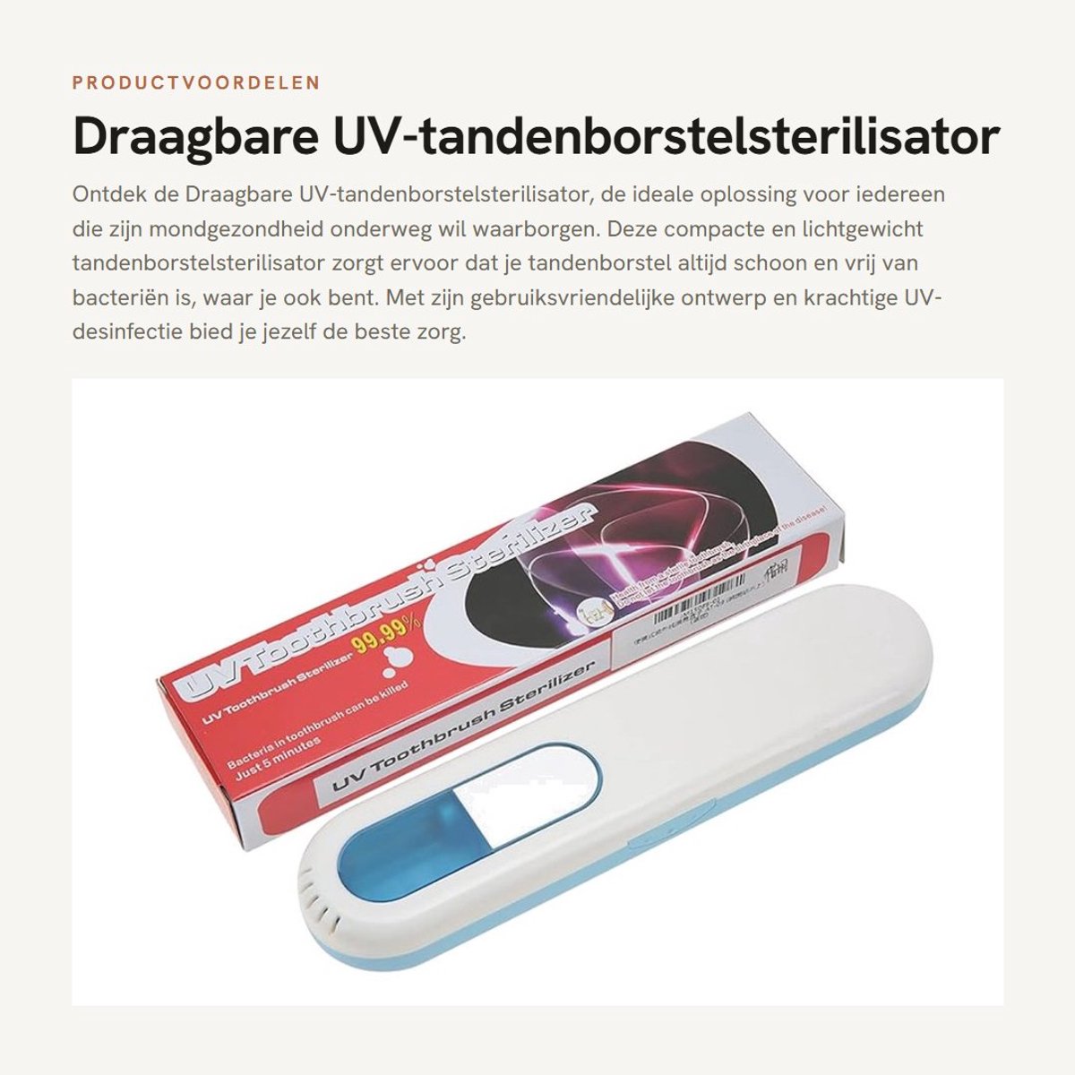 Dailygoods - Draagbare UV-tandenborstelsterilisator - Mondgezondheid - Compact en lichtgewicht - Blauw - Desinfectie - Voor onderweg - Tandenborstelst...