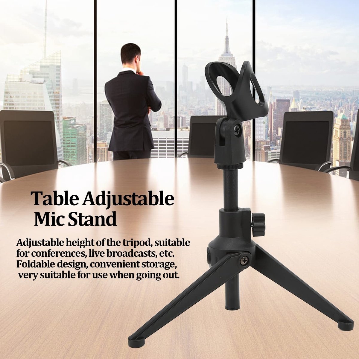 Dailygoods- Microfoonstandaard Opvouwbaar - Bureau/desktop microfoonstandaard - Verstelbare Hoogte - Microfooncliphouder - Afneembaar Ontwerp - Schokbestendig - Microfoonstatief