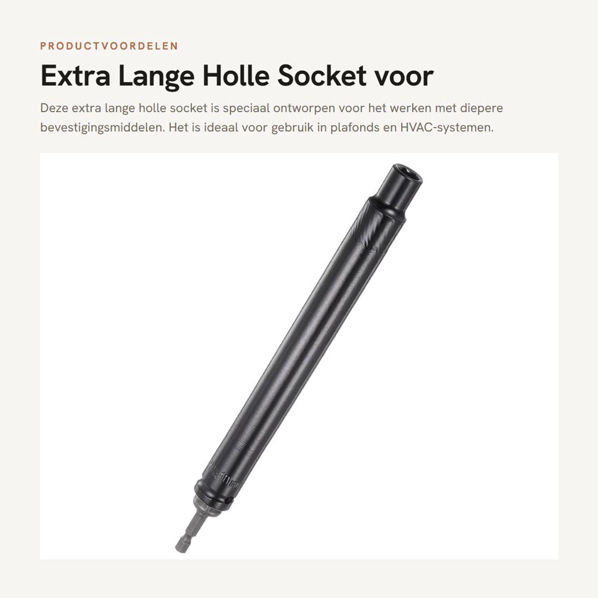Dailygoods - Extra Lange Holle Socket voor Diepe Bevestigingsmiddelen