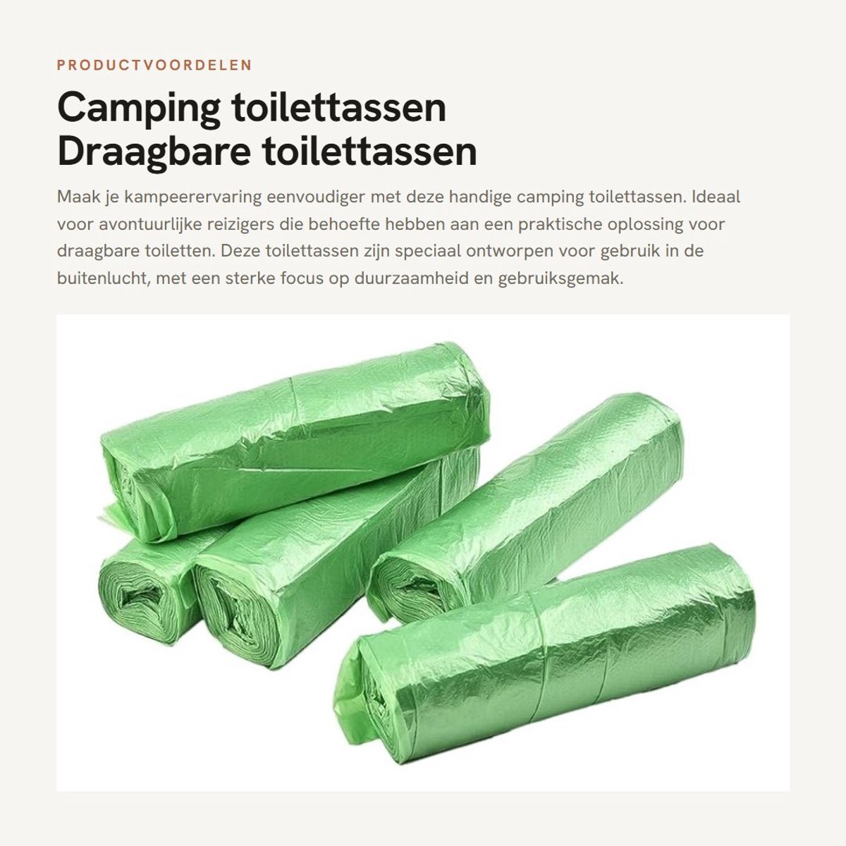Dailygoods- Toilettas Draagbaar 5 Rollen - Toilettas Heavy Duty - Toilettas Maximaal 10kg - Toilettas Voor Reistoilet - Toilettas Composteerbaar - Toilettas Voor Draagbare Toiletten - Toilettasjes