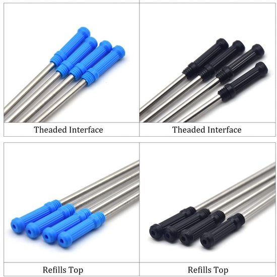Dailygoods- Balpenvullingen 11,6 cm - 20 Stuks - Zwart/Blauw - Waterafstotende Inkt - Sneldrogende Inkt - Fluwelen Opbergtas - Inktpatronen — afbeelding 4