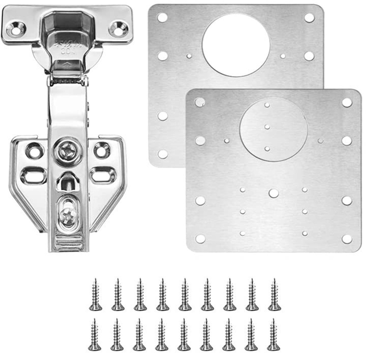 Dailygoods- Kastdeurscharnieren Eenvoudige Installatie - Scharnier Reparatie Plaat - Roestvrij Stalen Platen - Scharnierenset - 9 x 9 cm - 1,5 mm Dikte